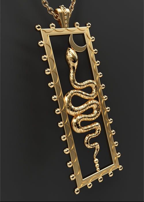 Gold Snake Unalome Pendant
